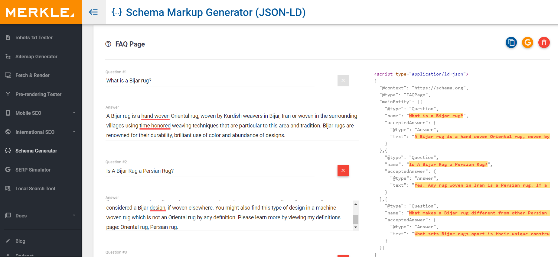 Merkle Schema Markup Generator