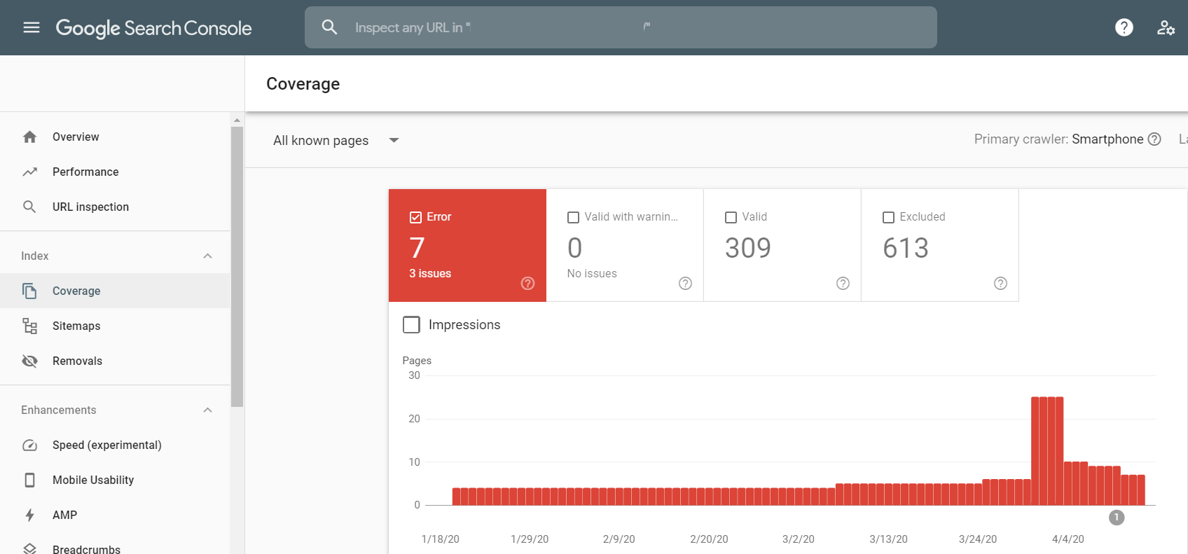 Search Console Coverage