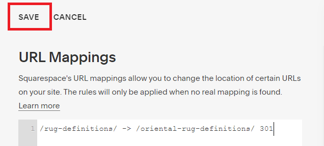 save work URL mapping