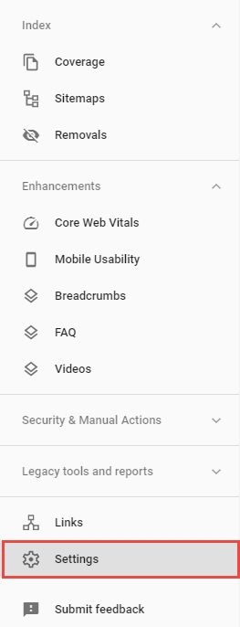 Search Console Settings