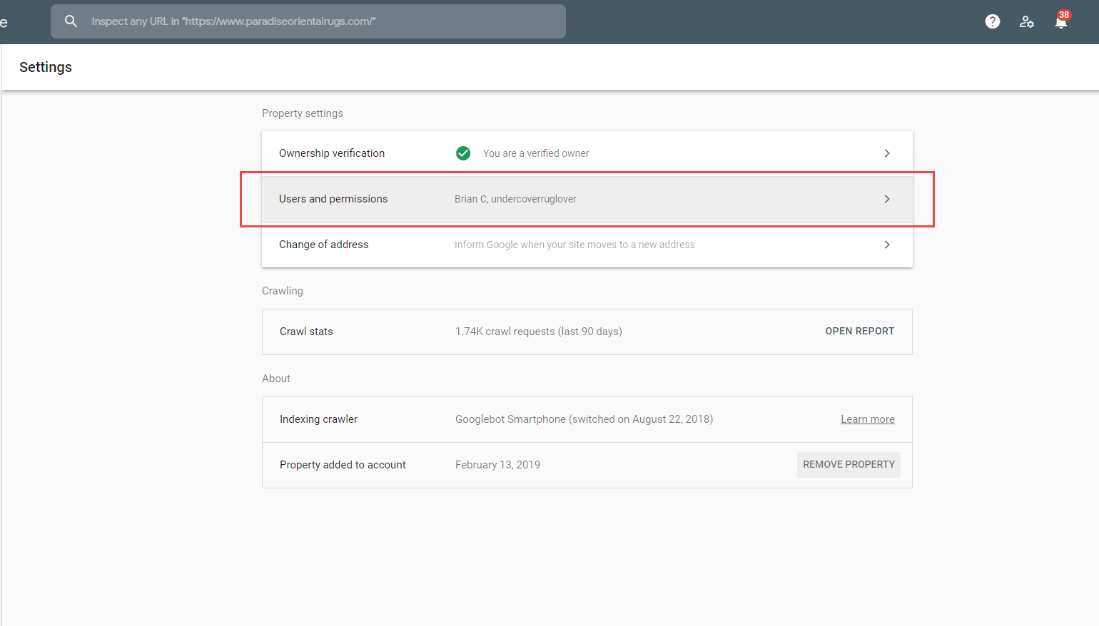 Search Console Users and Permissions